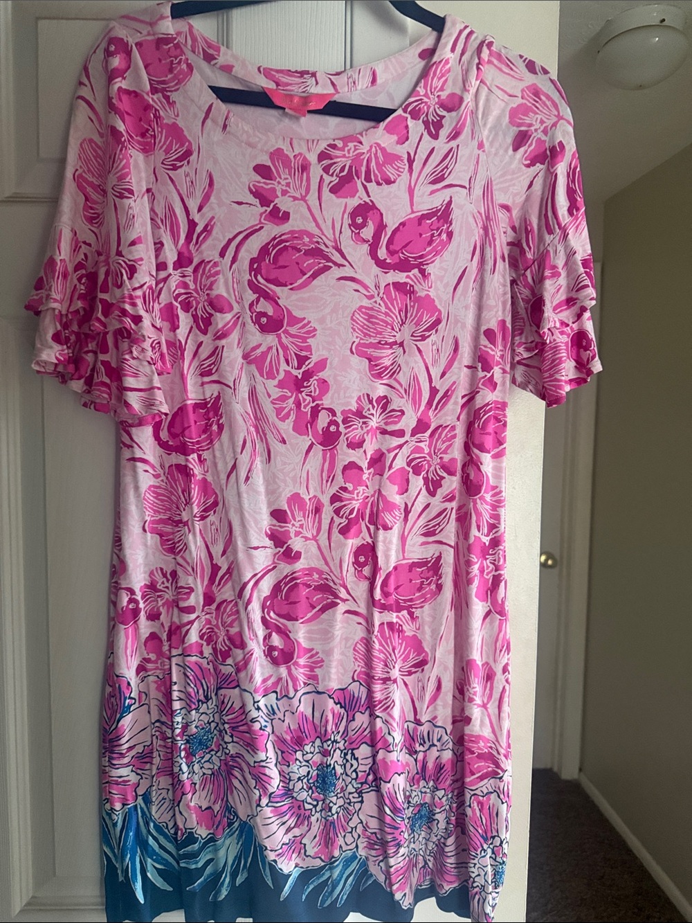 Lilly Pulitzer Woman’s Pink Floral Ruffle Sleeve dress